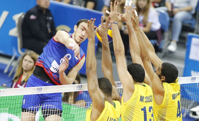 Brasil x Sérvia Liga Mundial de vôlei (Foto: FIVB)