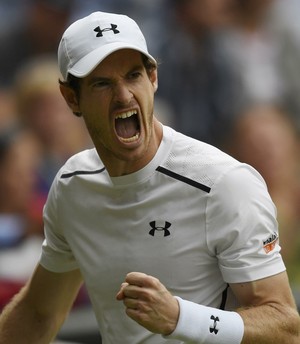 Andy Murray vibra durante o jogo contra Jo-Wilfried Tsonga em Wimbledon (Foto: Reuters)