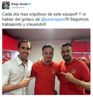 Godin Saul Atlético de Madrid (Foto: Reprodução/Twitter)