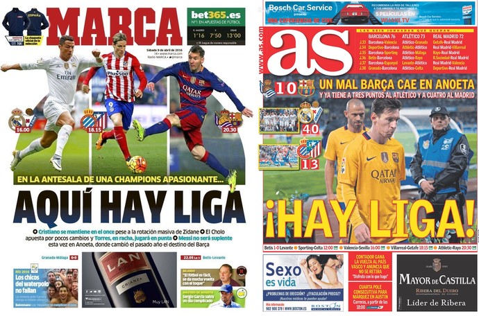 Capas dos jornais Marca e As (Foto: Reprodução)