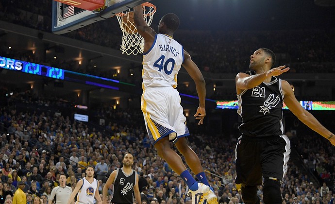 Harrison Barnes Warriors x Spurs NBA (Foto: Getty)