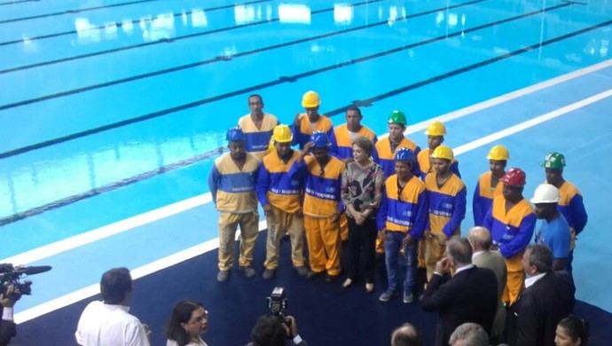 Presidente Dilma Estádio Aquático (Foto: Leonardo Filipo)