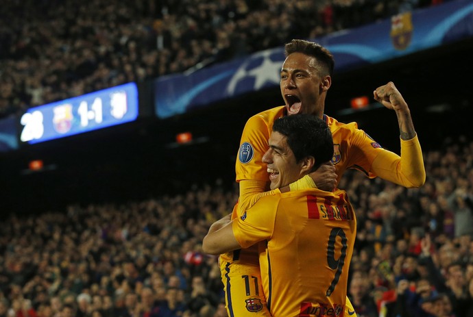 Neymar e Suarez gol Barcelona x Atlético de Madrid (Foto: Reuters)