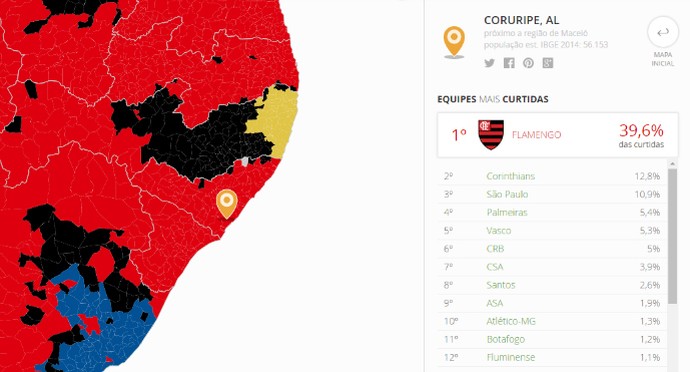 Mapa de curtidas Corucipe (Foto: Arte Esporte)