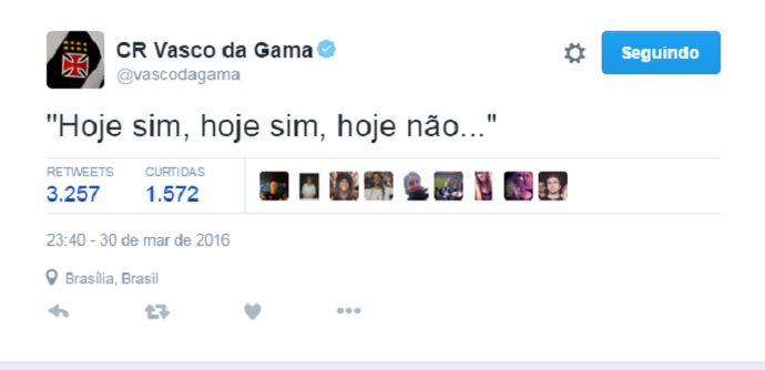 Vasco provocação Twitter (Foto: Reprodução / Twitter)