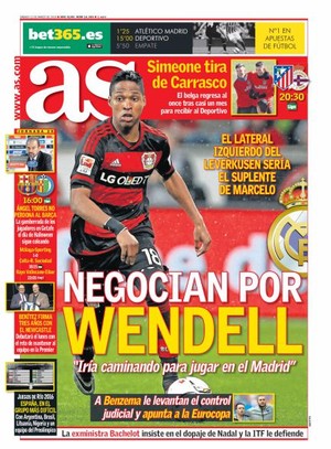 Jornal As Wendell real Madrid (Foto: Reprodução)