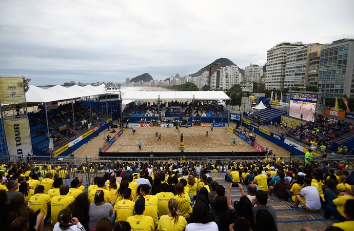 Arena do evento-teste de vôlei de praia em Copacabana (Foto: Buda Mendes / Getty Images)