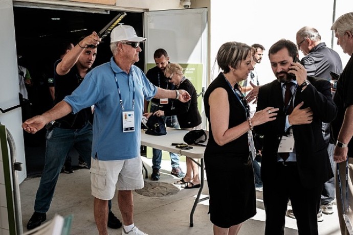 Segurança em evento-teste no Parque Aquático Maria Lenk (Foto: Getty Images)