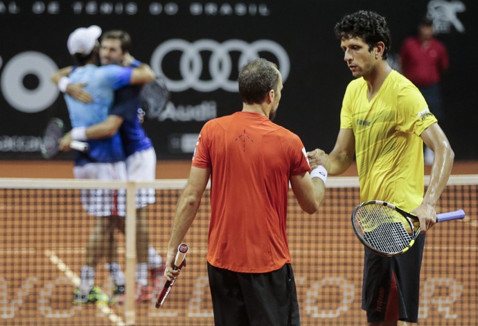 Marcelo Melo e Bruno Soares Brasil Open tênis - eliminação (Foto: Leandro Martins/DGW Comunicação)