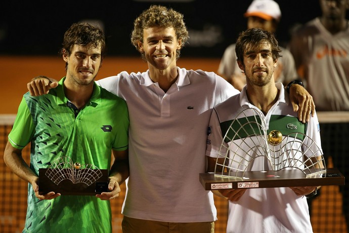 Gustavo Kuerten com Guido Pella e Pablo Cuevas Rio Open (Foto: Fotojump)