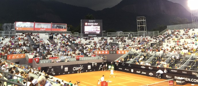 Chuva Rio Open tênis - Jockey - Bellucci x Dolgopolov (Foto: Thiago Quintella)