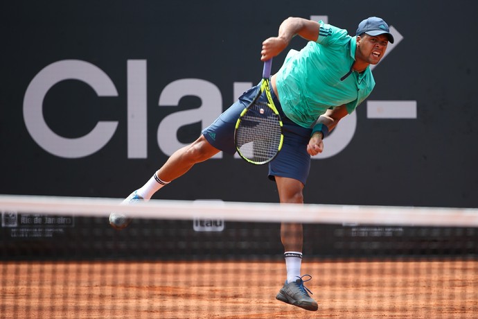 Jo-Wilfried Tsonga em partida contra Thiago Monteiro no Aberto do Rio (Foto: Fotojump)