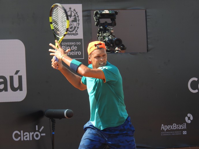 Jo-Wilfried Tsonga treina no Aberto do Rio (Foto: Thiago Quintella)