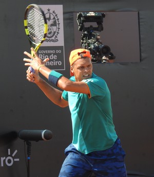 Jo-Wilfried Tsonga treina no Aberto do Rio (Foto: Thiago Quintella)