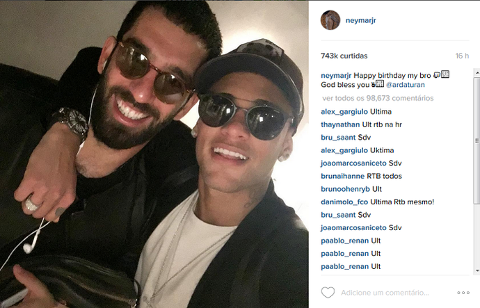 Neymar Arda Turan Barcelona (Foto: Reprodução/Instagram)