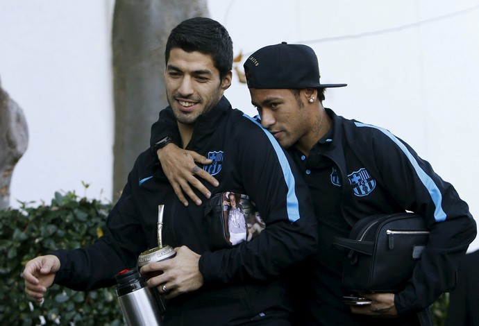 Neymar Suárez treino Barcelona Mundial (Foto: Reuters)