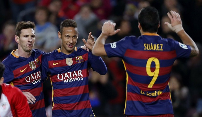 Neymar, Luis Suárez Messi Barcelona x Athletic Bilbao (Foto: EFE)