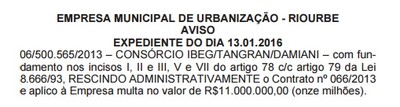 olimpíadas diário oficial contrato centro tênis (Foto: Reprodução Diário Oficial)