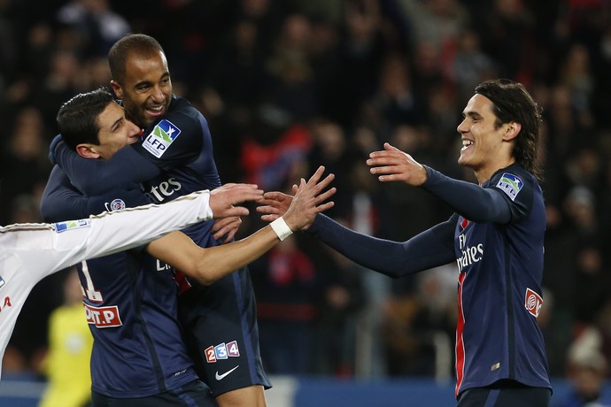 Lucas comemora gol pelo PSG (Foto: THOMAS SAMSON / AFP)