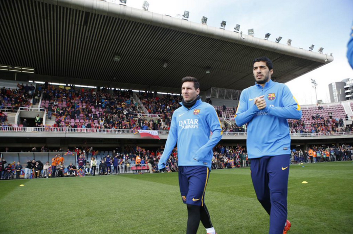 Treino aberto do Barcelona Messi e Luis Suárez (Foto: Miguel Ruiz / Barcelona)