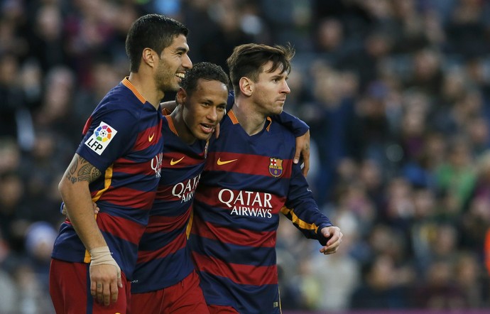 Messi, Neymar, Suárez Barcelona x Real Sociedad Campeonato Espanhol 2015 (Foto: Reuters)