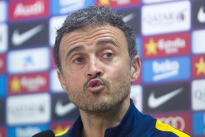 Luis Enrique em entrevista coletiva do Barcelona (Foto: EFE/Quique García)