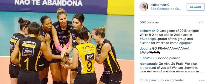 Alix Klineman ponteira Praia Clube vôlei Superliga (Foto: Reprodução/Instagram)