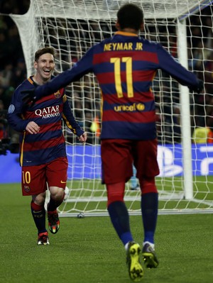 Messi e Neymar Barcelona x Roma (Foto: Reuters)