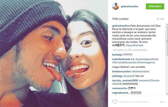 Gabriel Medina declaração amor Instagram (Foto: Reprodução Instagram)