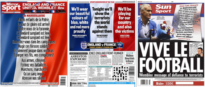 Capas jornais Inglaterra França (Foto: Reprodução)