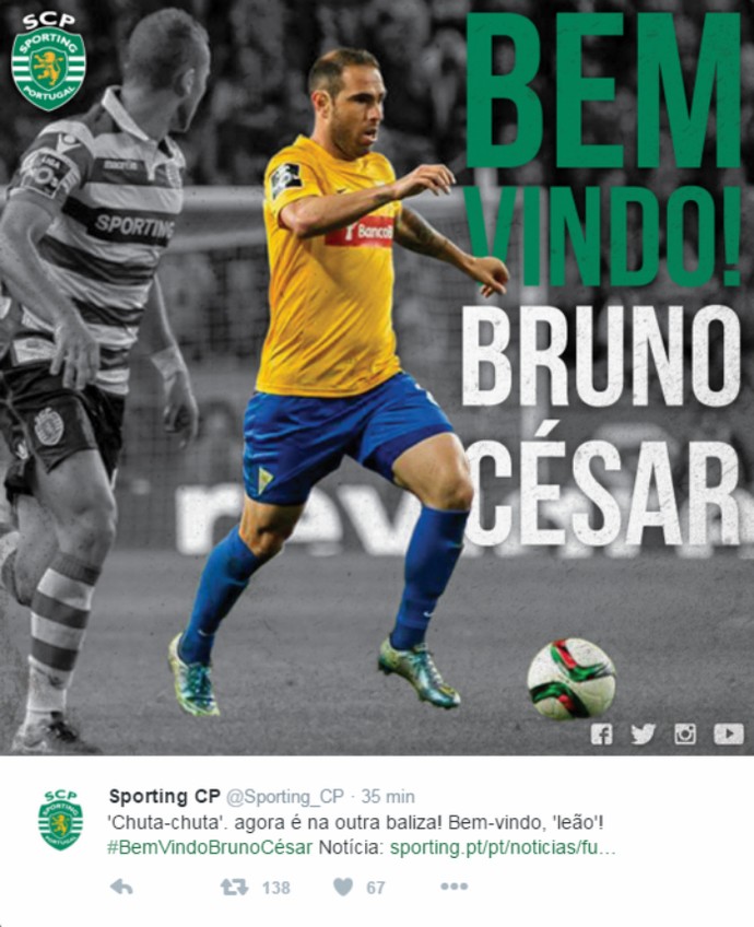 Bruno César Sporting (Foto: Reprodução / Twitter)