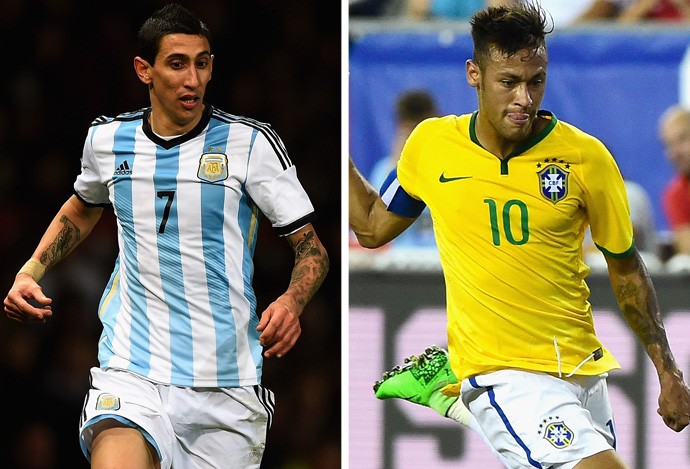 MONTAGEM - Di Maria Argentina e Neymar Brasil (Foto: Editoria de Arte)