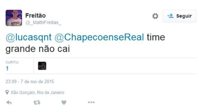 Chape x Flu zoação (Foto: Reprodução/Twitter)