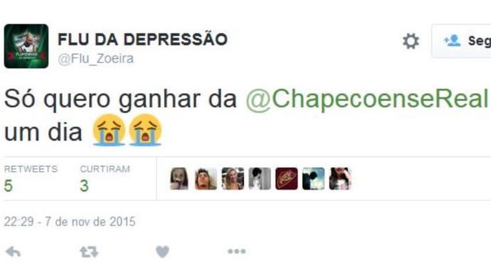 Chape x Flu zoação (Foto: Reprodução/Twitter)