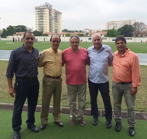 America-RJ e Botafogo Ricardo Cruz, Antônio Lopes, Marco Antônio Teixeira, Ademar Braga e Nelson Rodrigues oficializam parceria entre rubros e alvinegros (Foto: America Rio)