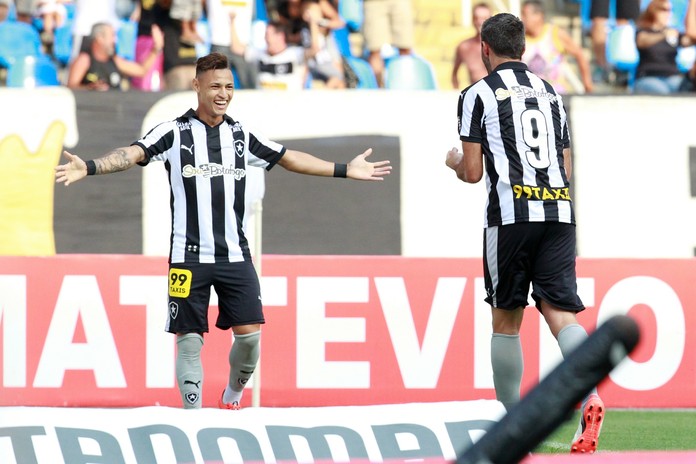 Navarro e Neilton comemoram gol do Botafogo (Foto: ROBERTO FILHO/ELEVEN/ESTADÃO CONTEÚDO)