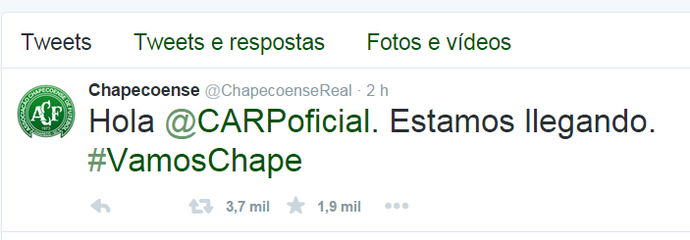 Chapecoense Twitter (Foto: Reprodução)