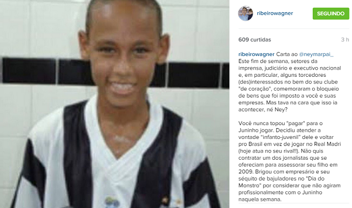 Wagner Ribeirto carta pai de Neymar (Foto: Reprodução / Instagram)