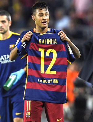 Neymar Barcelona Camisa Rafinha (Foto: Agência AFP)