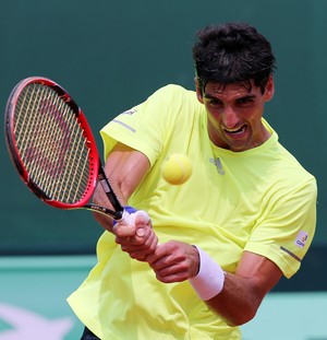 Thomaz Bellucci x Delic pela Copa Davis (Foto: Cristiano Andujar / CBTênis)