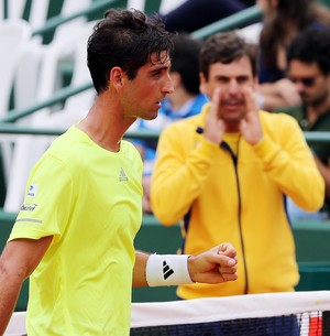 Thomaz Bellucci e João Zwetsch na partida contra Delic Copa Davis (Foto: Cristiano Andújar / CBT)