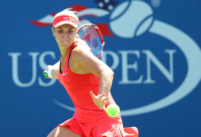 Sabine Lisicki no duelo contra Simona Halep no US Open (Foto: Reuters)