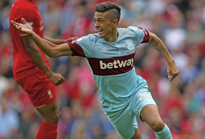 Lanzini - Liverpool x West Ham (Foto: AP)