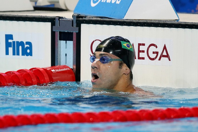 Felipe França incrédulo após ver que perdeu a medalha por um centésimo (Foto: Satiro Sodré / SSPress)