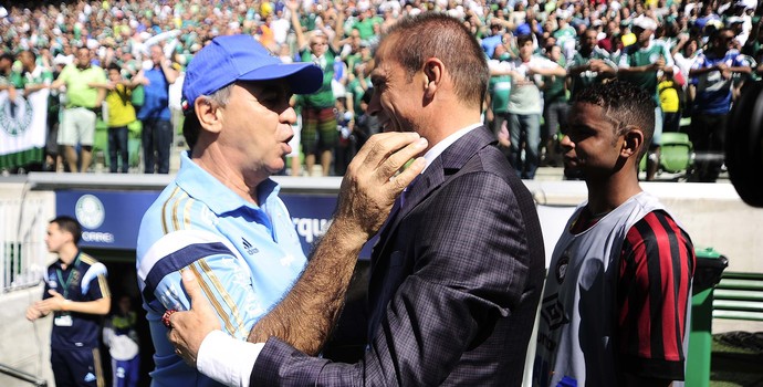 Palmeiras x Atlético PR, Marcelo Oliveira e Milton Mendes (Foto: Marcos Ribolli)