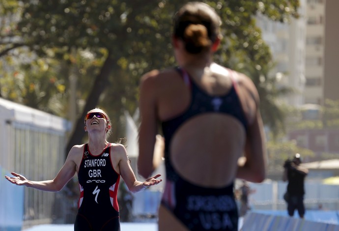 Stanford, da Grã-Bretanha, comemora o segundo lugar no evento-teste no Rio (Foto: REUTERS/Sergio Moraes)