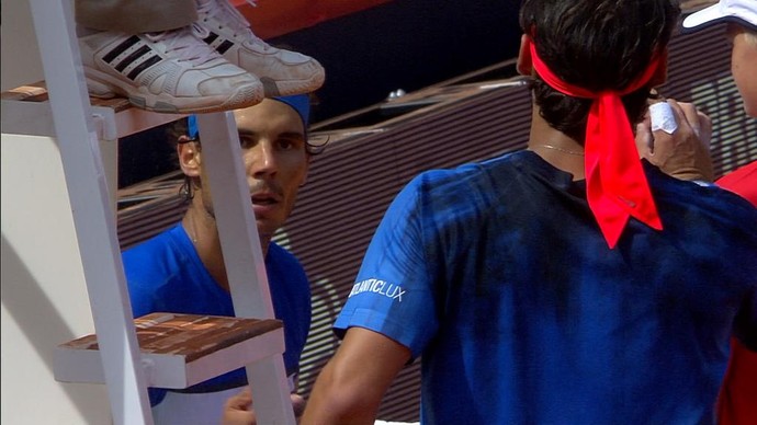 Discussão entre Fognini e Nadal (Foto: Reprodução / Tennis TV)