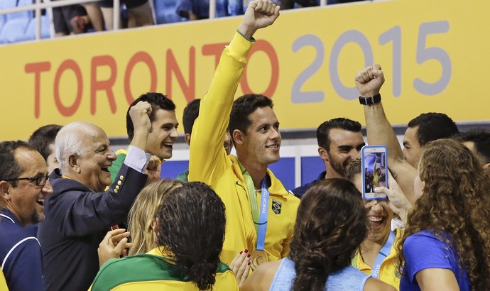 Thiago Pereira se torna o atleta com mais medalhas em Pan-Americanos (Foto: AP Photo/Mark Humphrey)