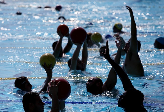 Preparação física - seleção brasileira de polo aquático (Foto: Satiro Sodré/SSPRESS)