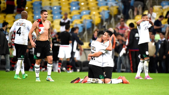 Comemoração do Figueirense contra o Flamengo (Foto: André Durão)